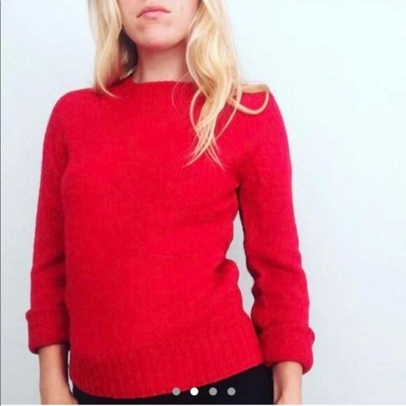 80s Vintage red wool sweater - women's xs / small - Picture 2 of 4